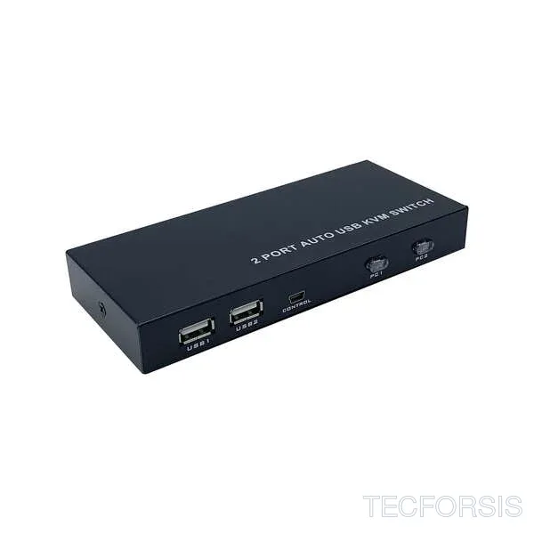 Comutador KVM HDMI 4K@60HZ USB 1U-2PC com fonte alimentação